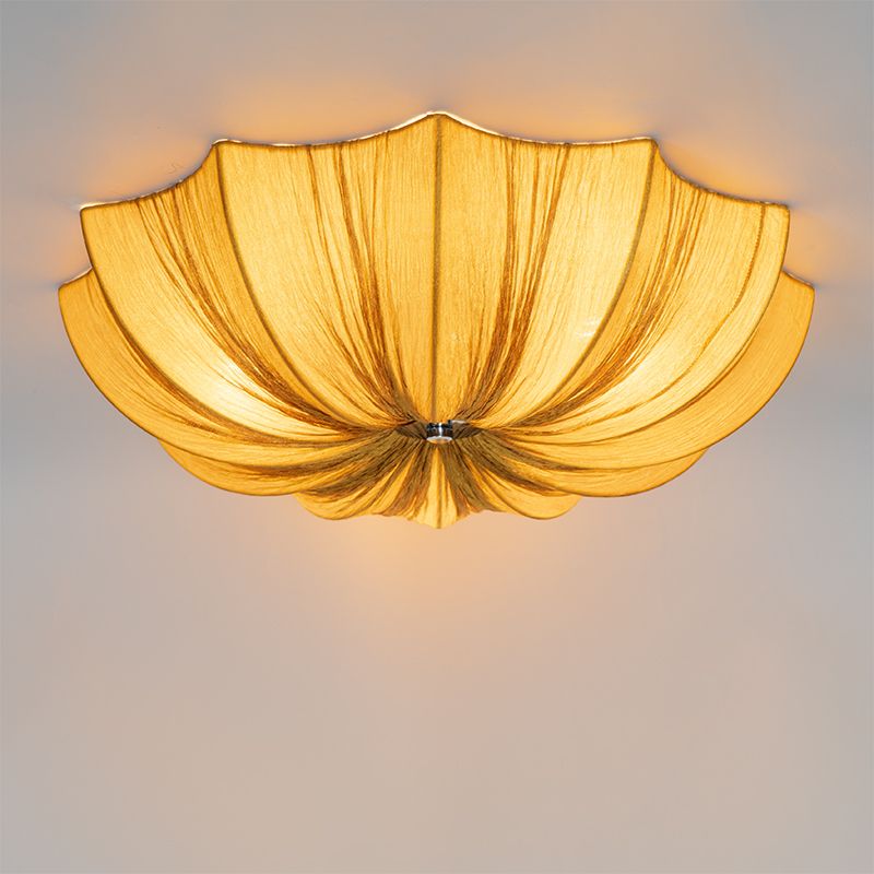 Japandi plafondlamp goud zijden 52cm 3-lichts - Plu