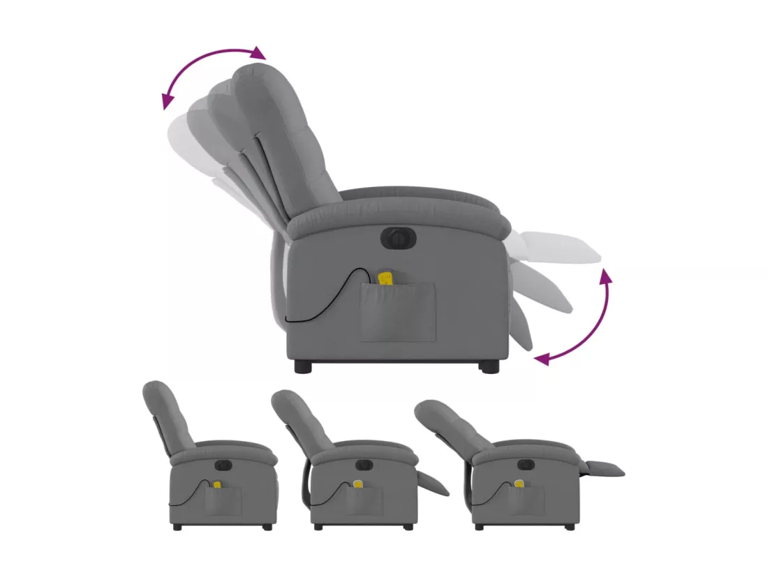 Fauteuil inclinable massant électrique Gris foncé Tissu