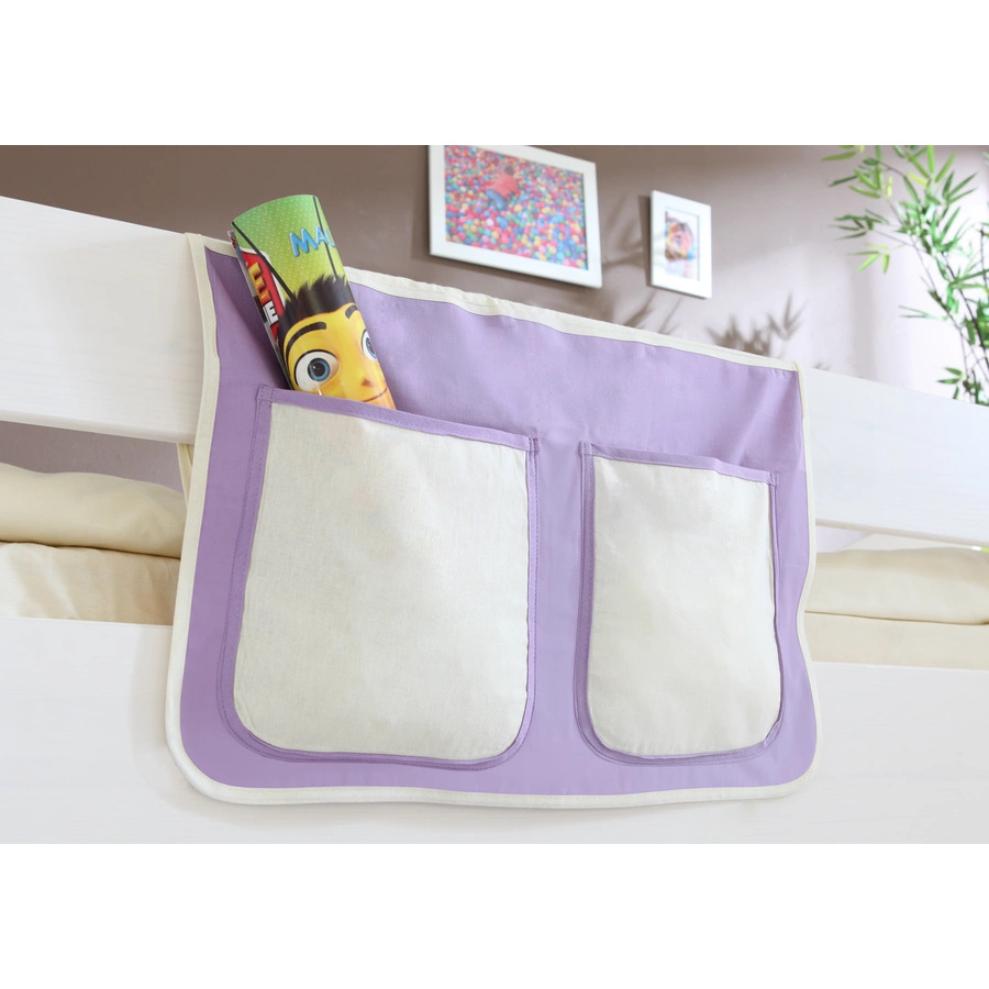 TICAA Kinder Bett-Tasche für Hochbett und Etagenbett Lila-Weiß