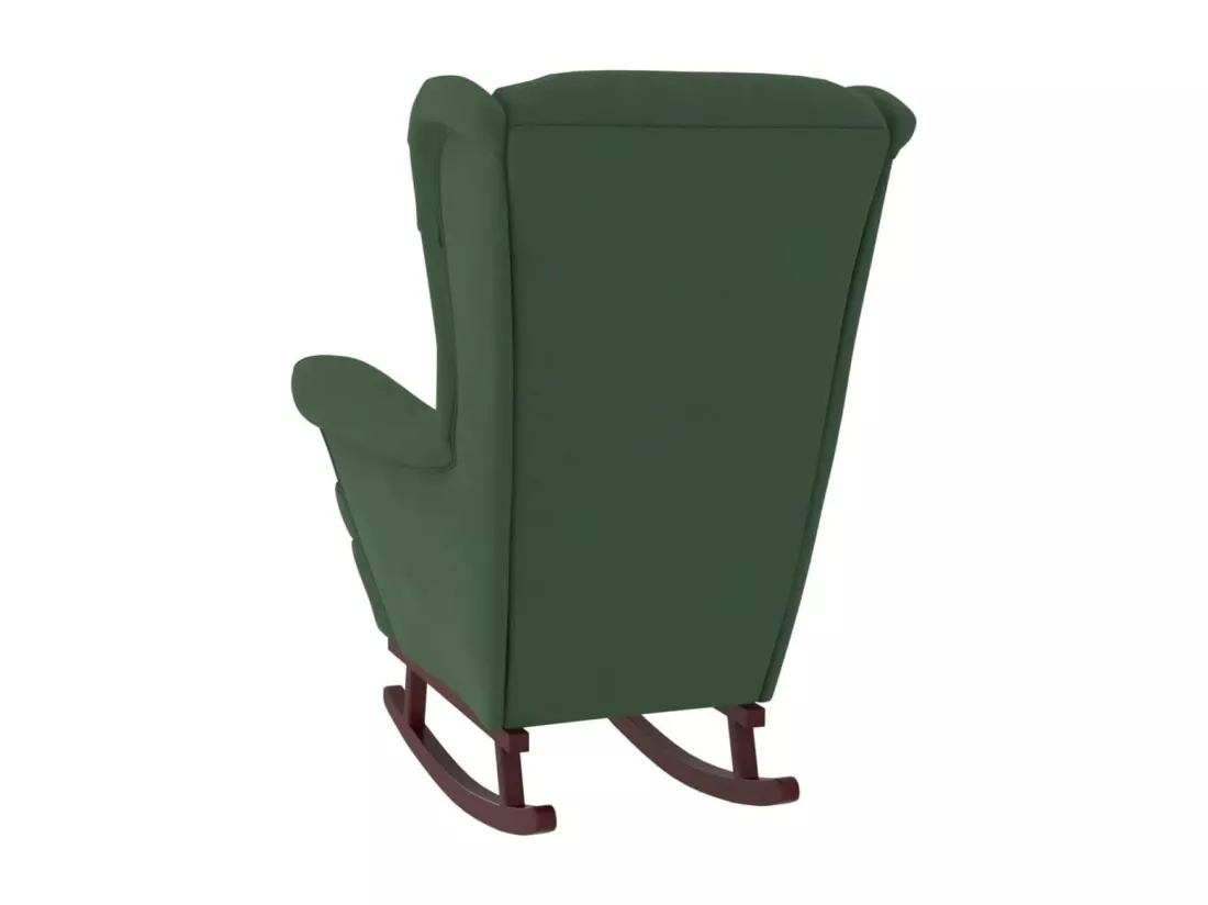 Chaise à bascule avec pieds en bois et tabouret Vert foncé