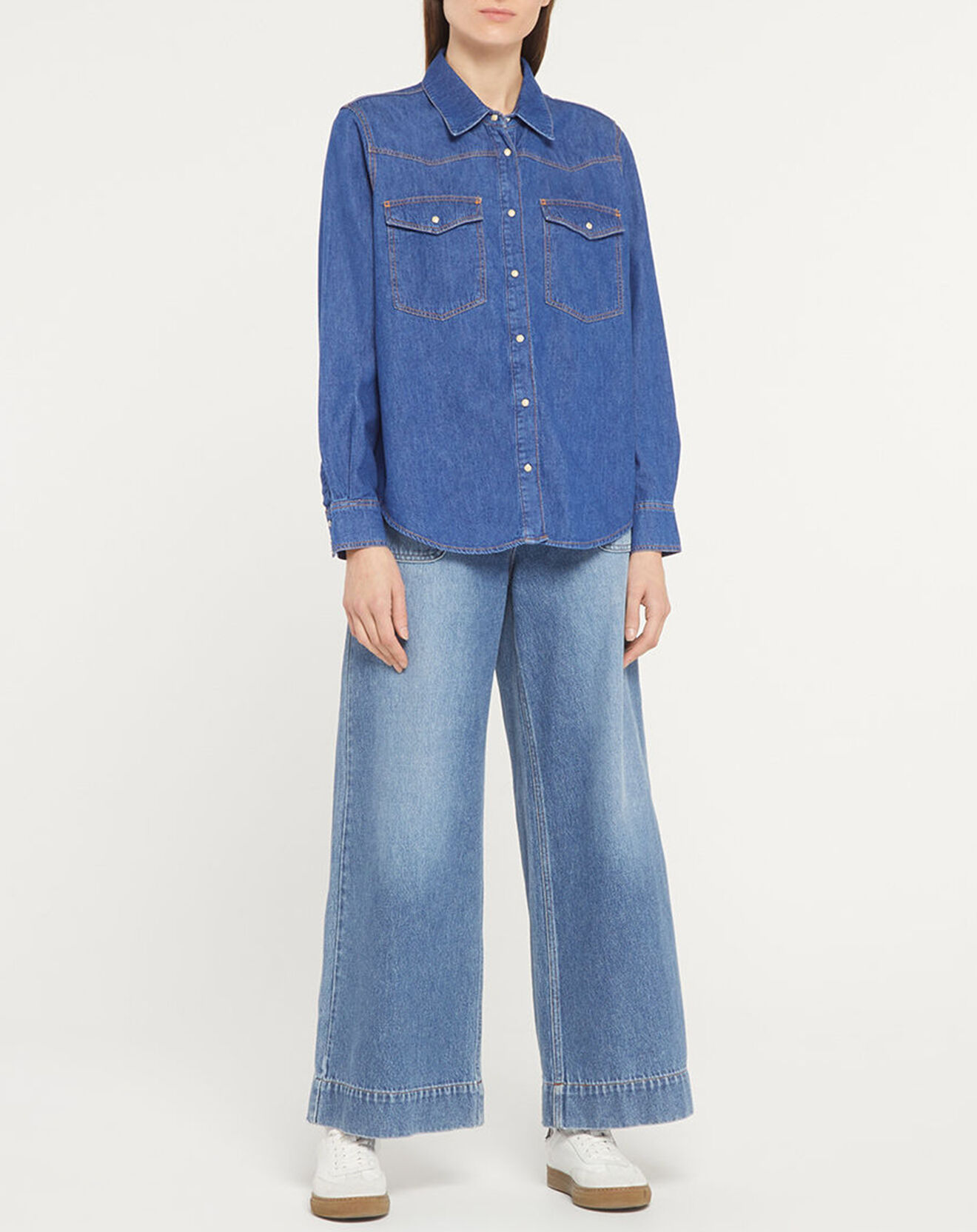 Galeries Lafayette Chemise en denim de Coton bio Colorado bleu foncé