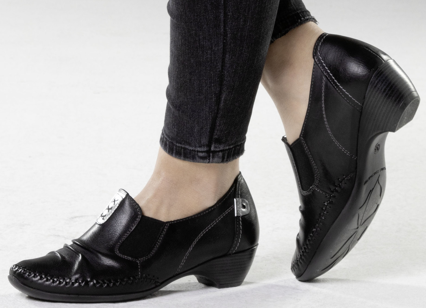 ELENA EDEN Mokassin-Pumps mit Metallic-Lederbesätzen