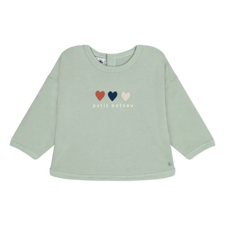 Petit Bateau Sweat Medidi Cœurs | Sauge