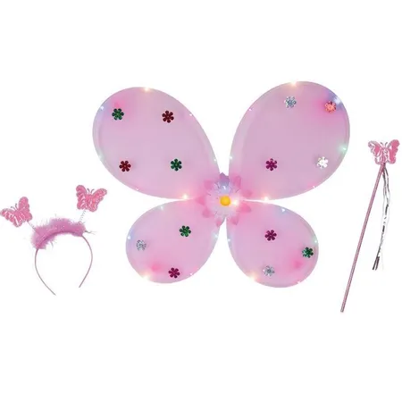 Mottoland Kinderkostüm Schmetterling Set LED 3tlg. (inkl. Batterien) VPE 3