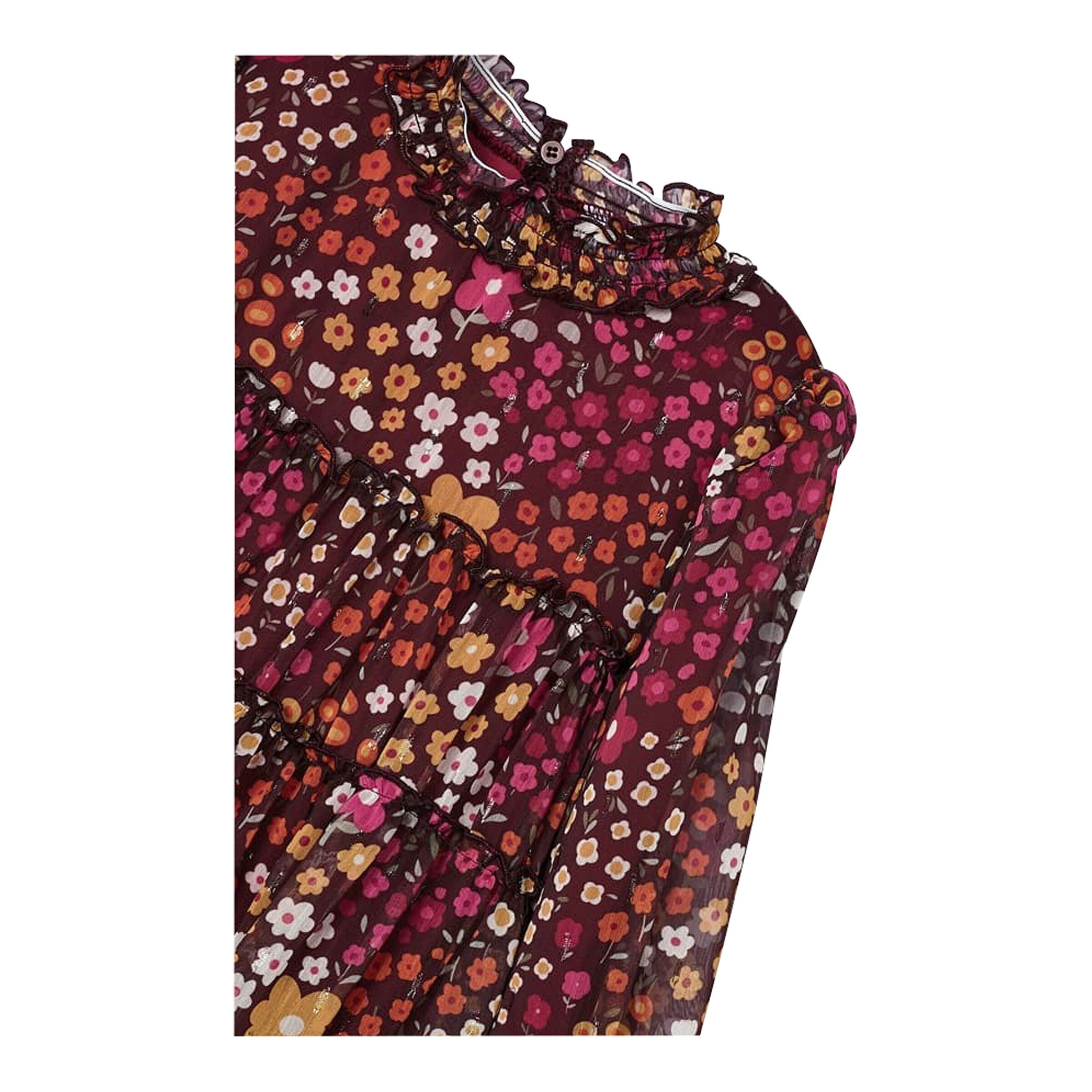 Mayoral Chiffon-Kleid langarm Blumen beere/bunt