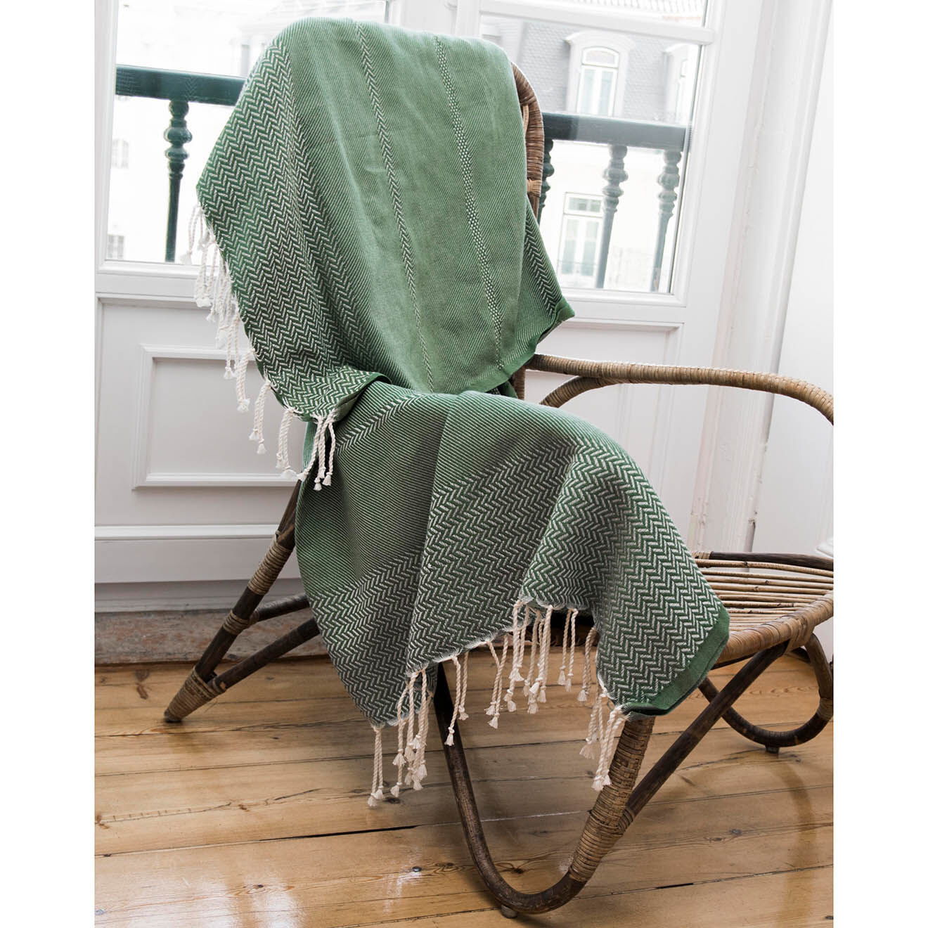 Febronie Plaid Oslo Jacquard vert kaki