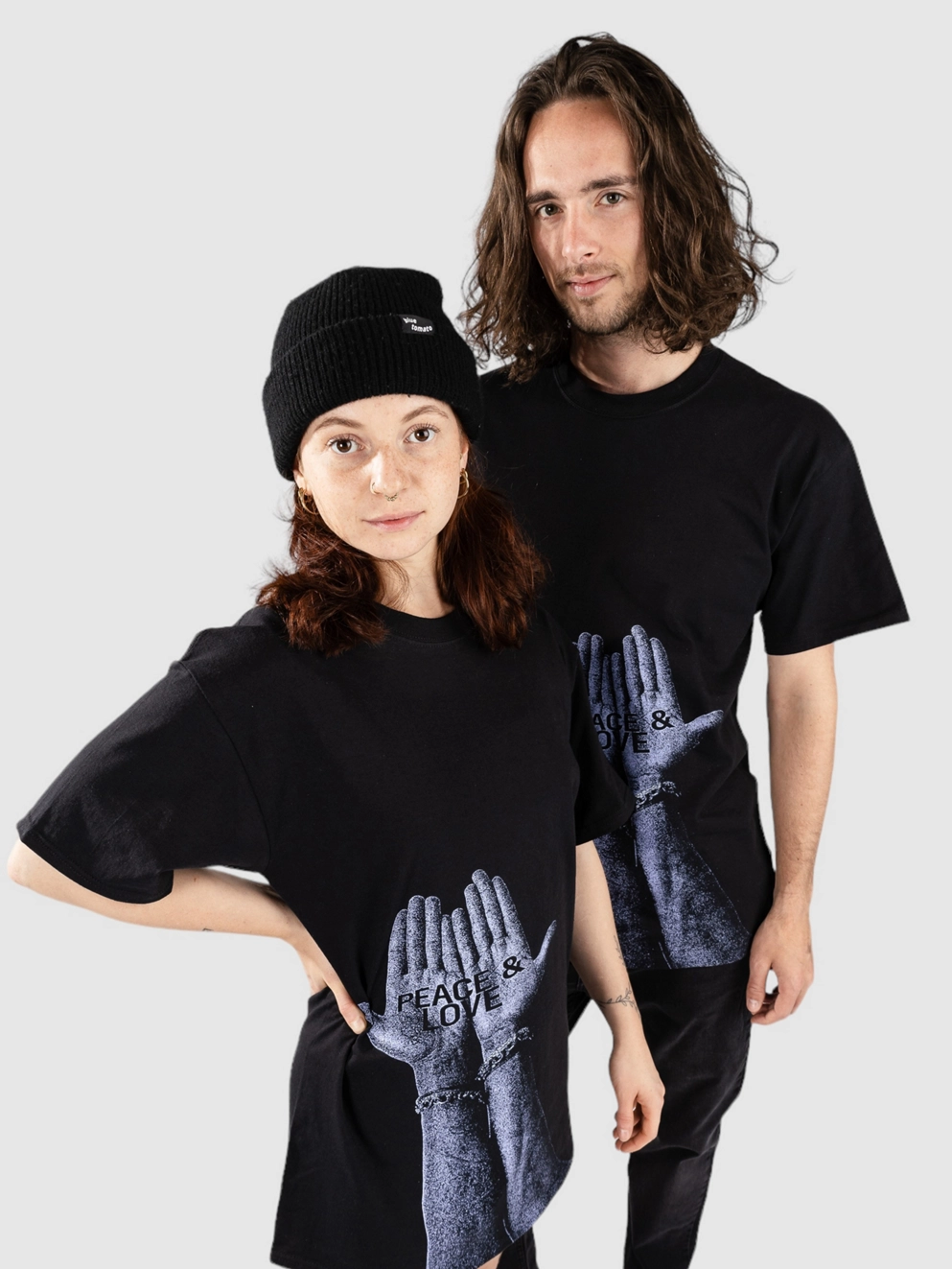 JUST HAVE FUN Peace and Love Hands T-Shirt black
