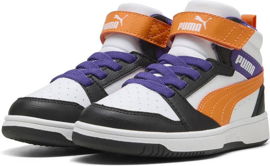 PUMA Rebound V6 Mid AC+ PS Unisex Sneakers White-Orange Glo- Black