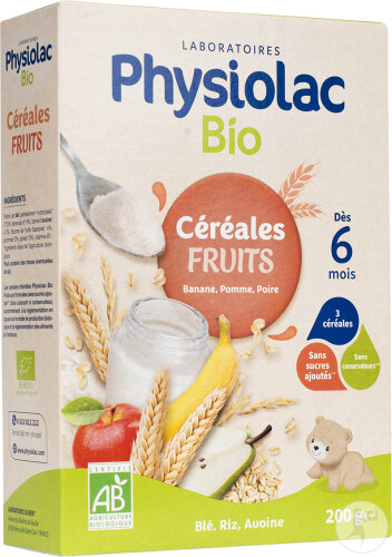 Physiolac Céréales Infantiles Bio Fruits 200g