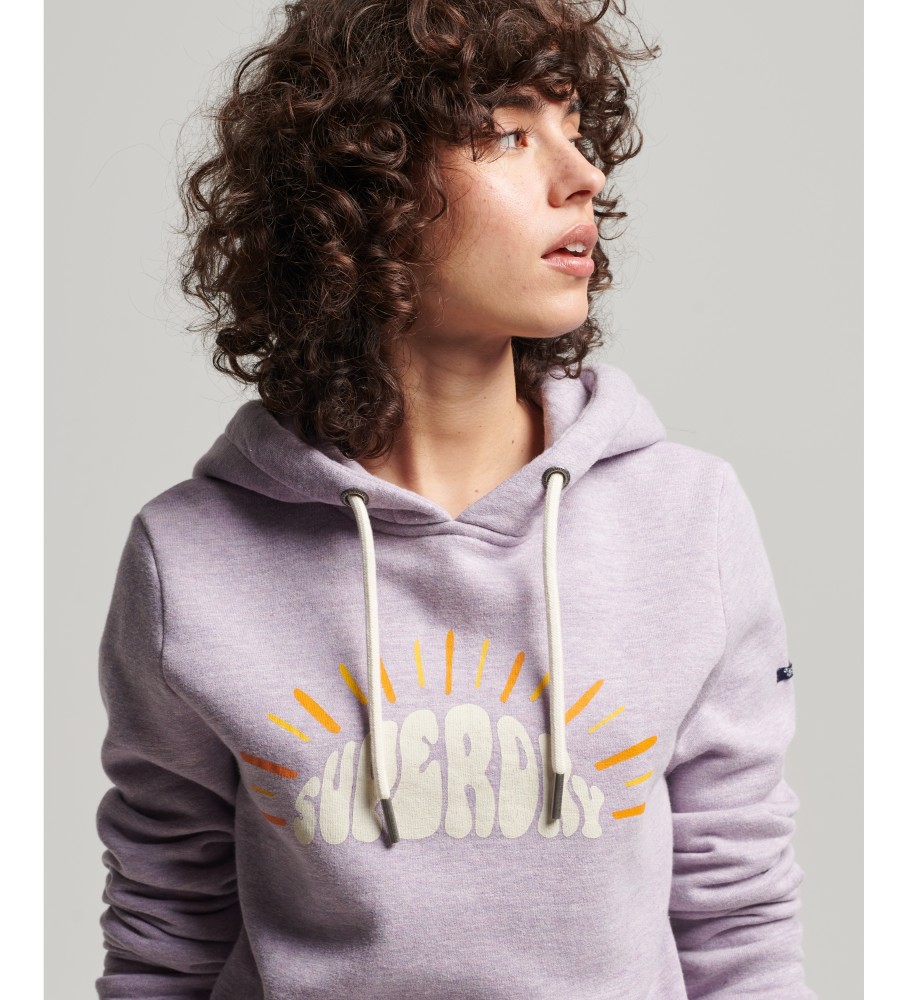 Moletom com capuz Superdry Vintage Logo Nostalgia na cor lilás
