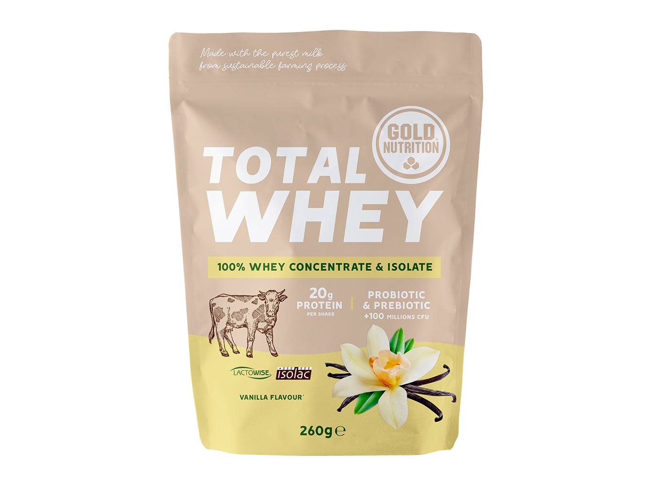 PROTEÍNA GOLDNUTRITION TOTAL WHEY BAUNILHA 260G
