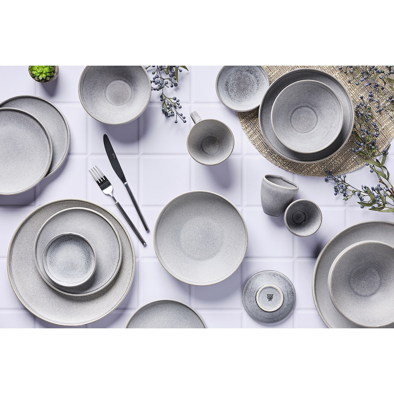 Bjorn 6 Coupelles en Grès Stone gris clair - 20 cl
