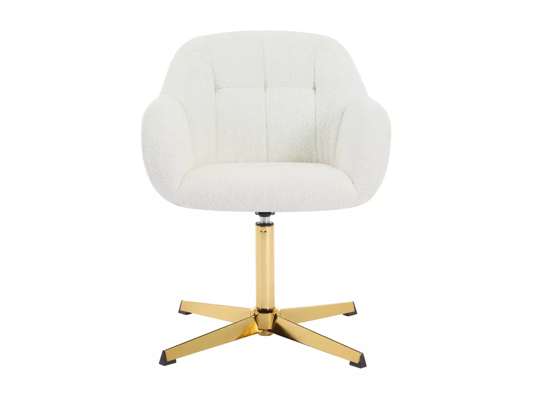 Chaise de bureau en tissu bouclette - Blanc et doré - LANCIEGA de Pascal Morabito