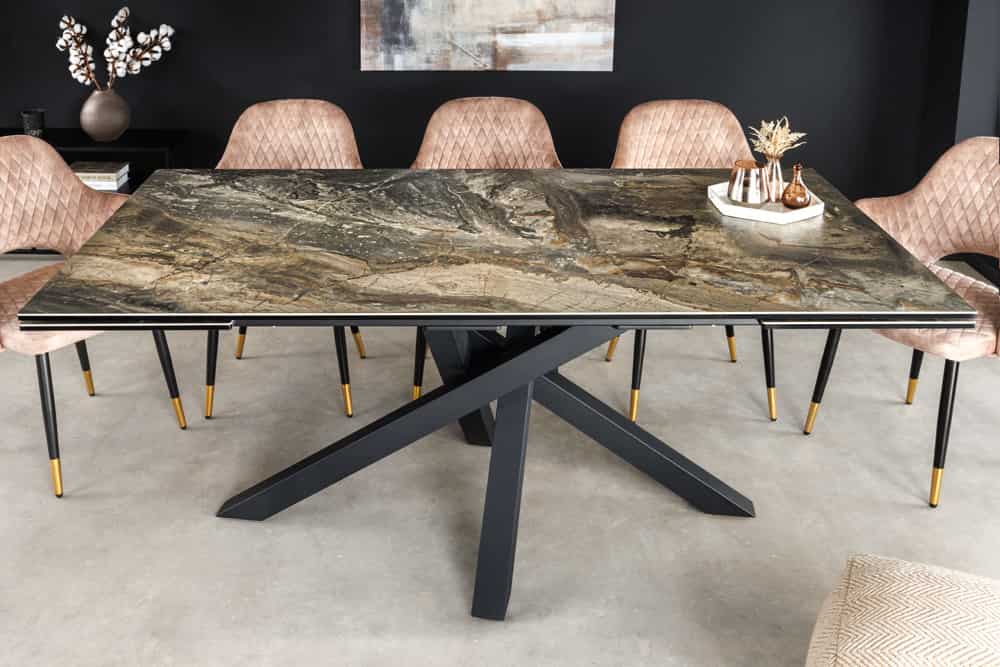 Ausziehbarer Esstisch MARVELOUS 180-220-260cm taupe Marmor Keramik made in Italy
