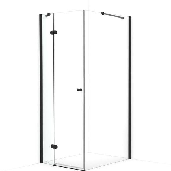 Amber Douchecabine | 90x80 cm Mat zwart Helder glas Draaideur Rechthoek