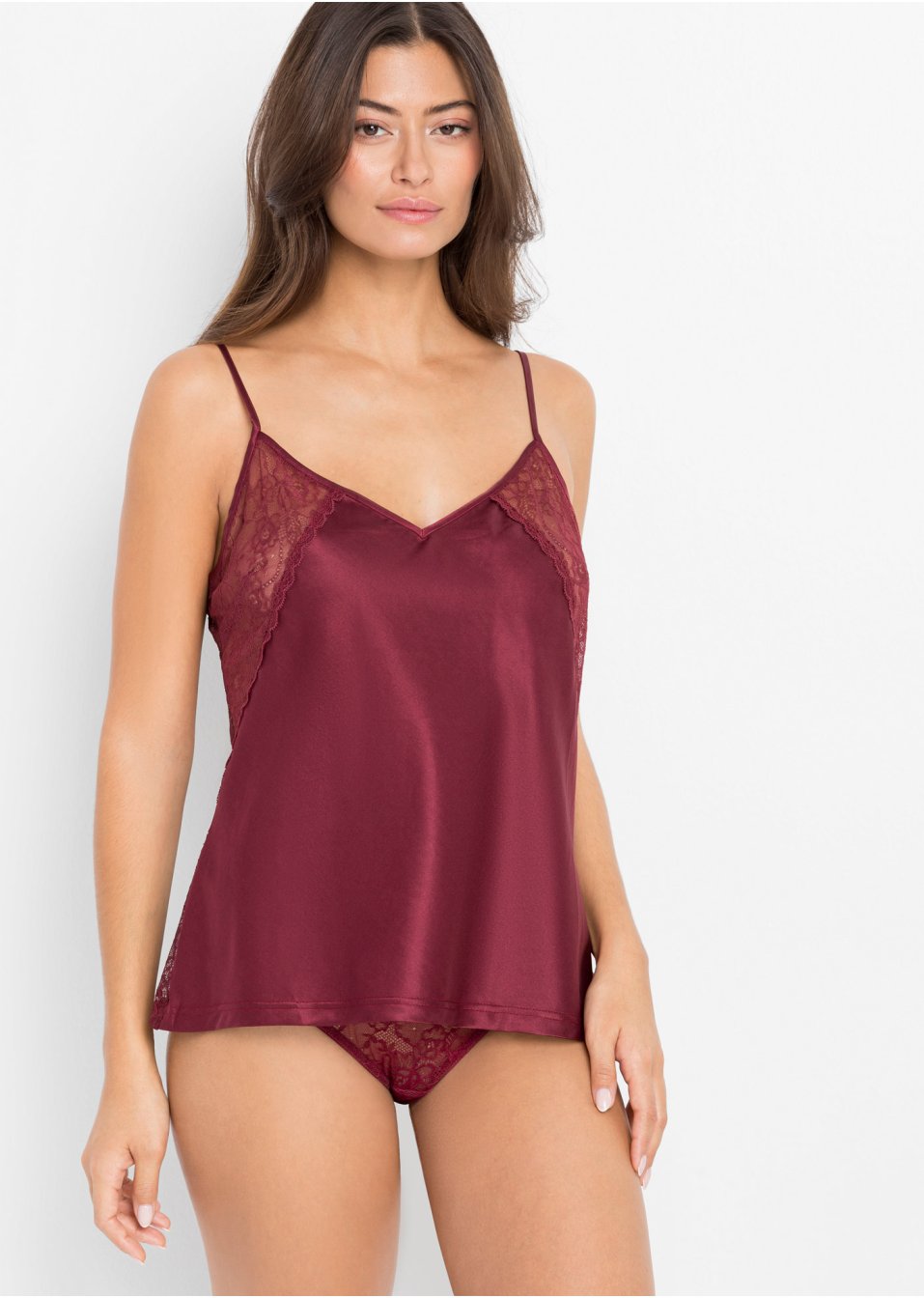 Top en soie avec dentelle raffinée