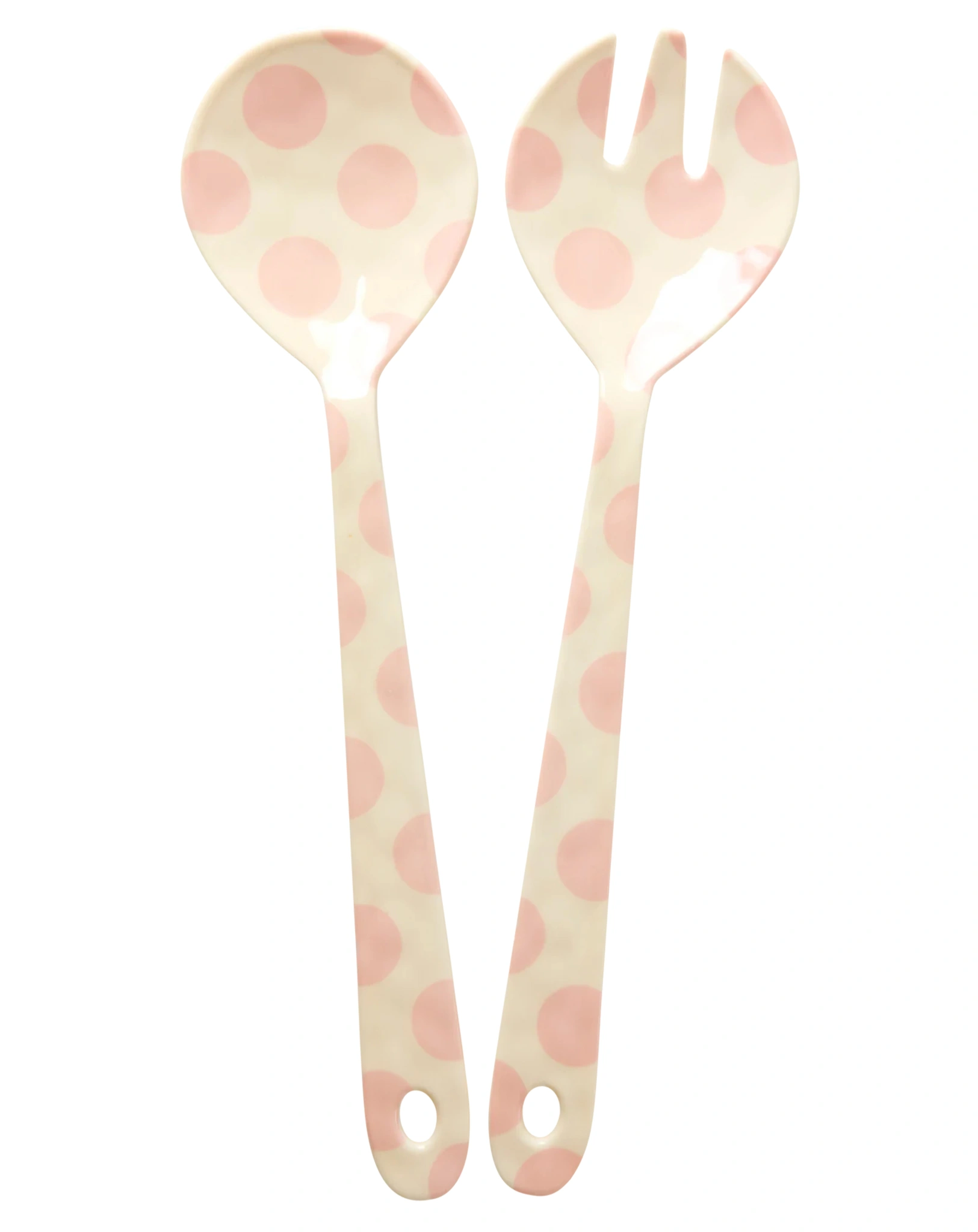 Melamin-Salatbesteck HAPPY DOTS in rosa