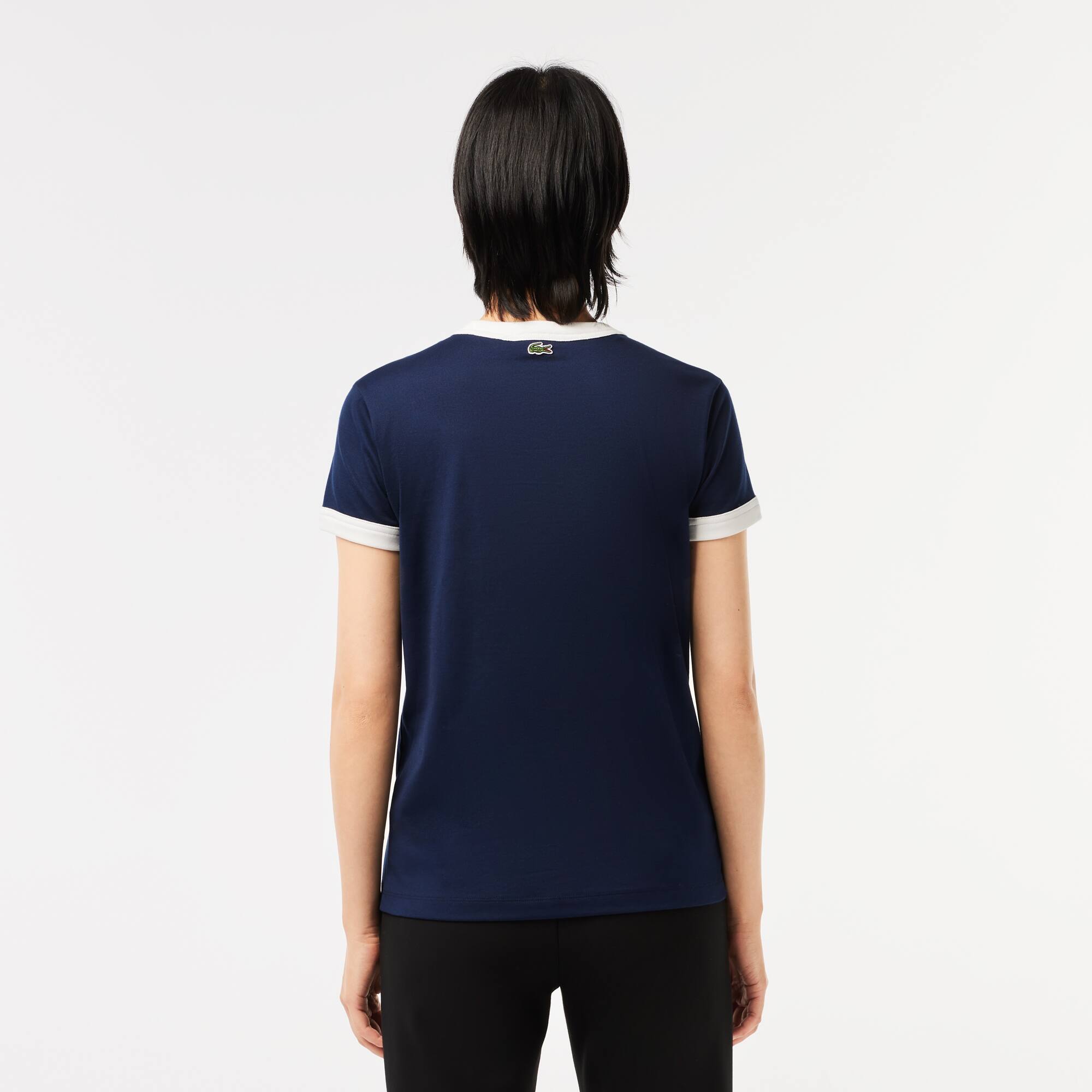 T-shirt slim fit en coton badge tennis T-Shirts - Bleu - Lacoste - Femme