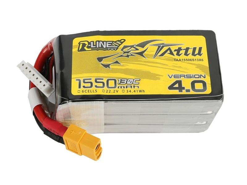 Tattu RC-Akku LiPo 1550 mAh 22.2 V 130C R-Line V4 6S LiPo Akku mit XT60 Stecker