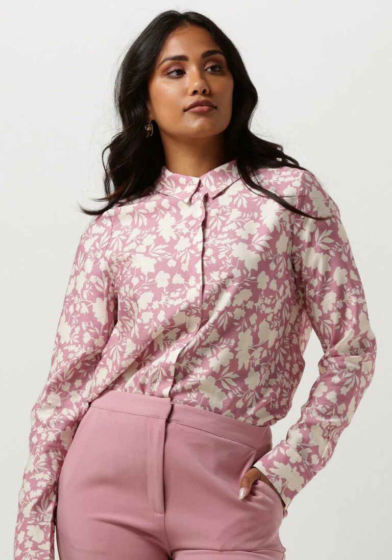 ANOTHER LABEL roze another label blouse dreiser flower shirt l/s