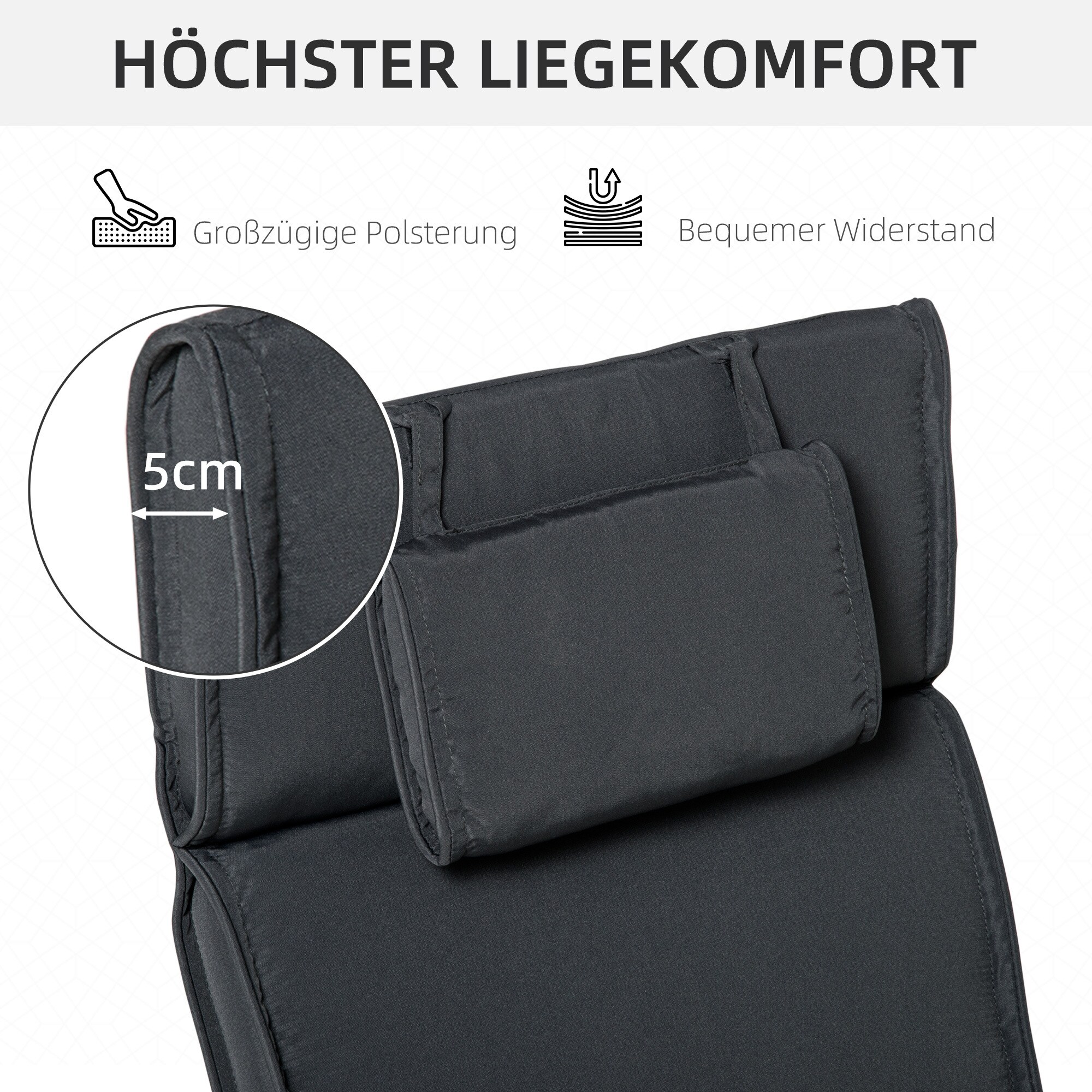 Outsunny Liegenauflage mit Kopfkissen 198 x 53 x 5 cm (LxBxH)