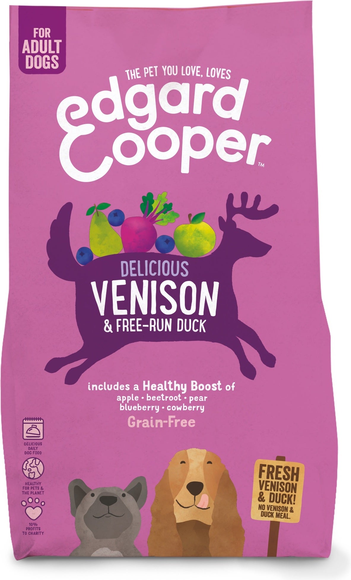 Edgard & Cooper hondenvoer hert en scharreleend adult 2,5 kg
