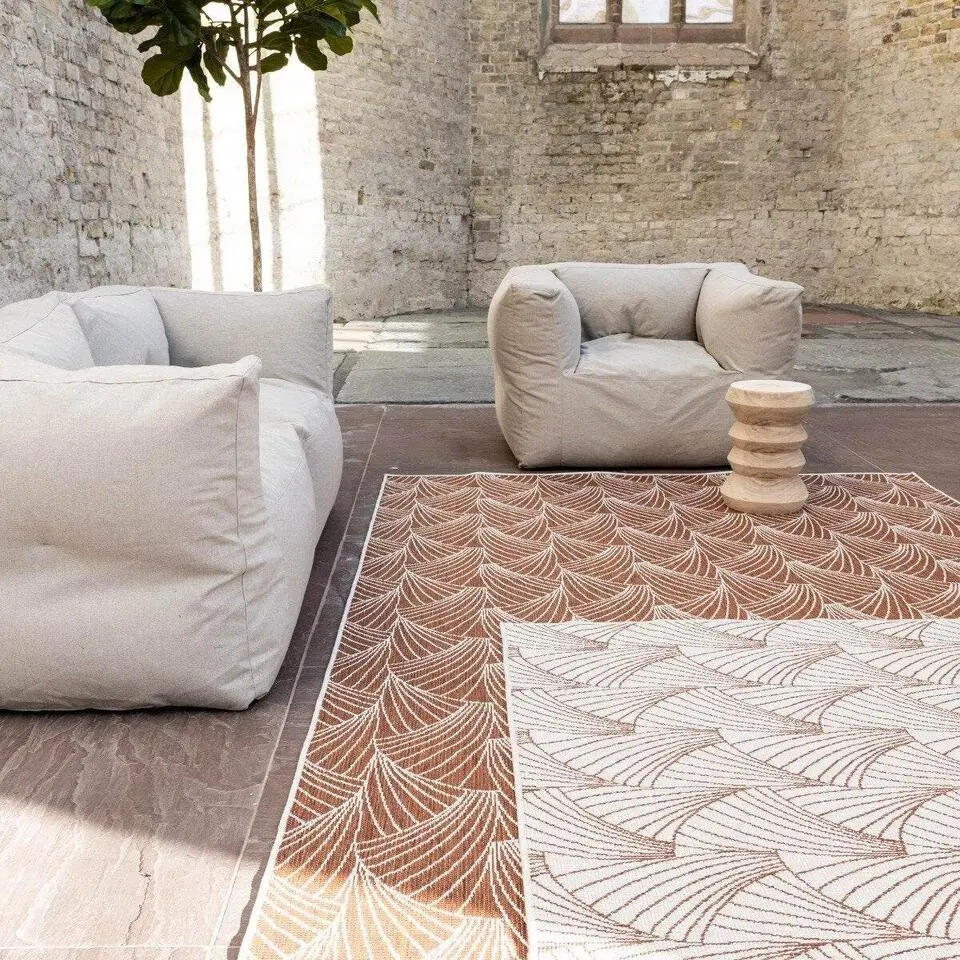 Interieur05 Buitenkleed Deco roest/wit - 290 x 200 cm