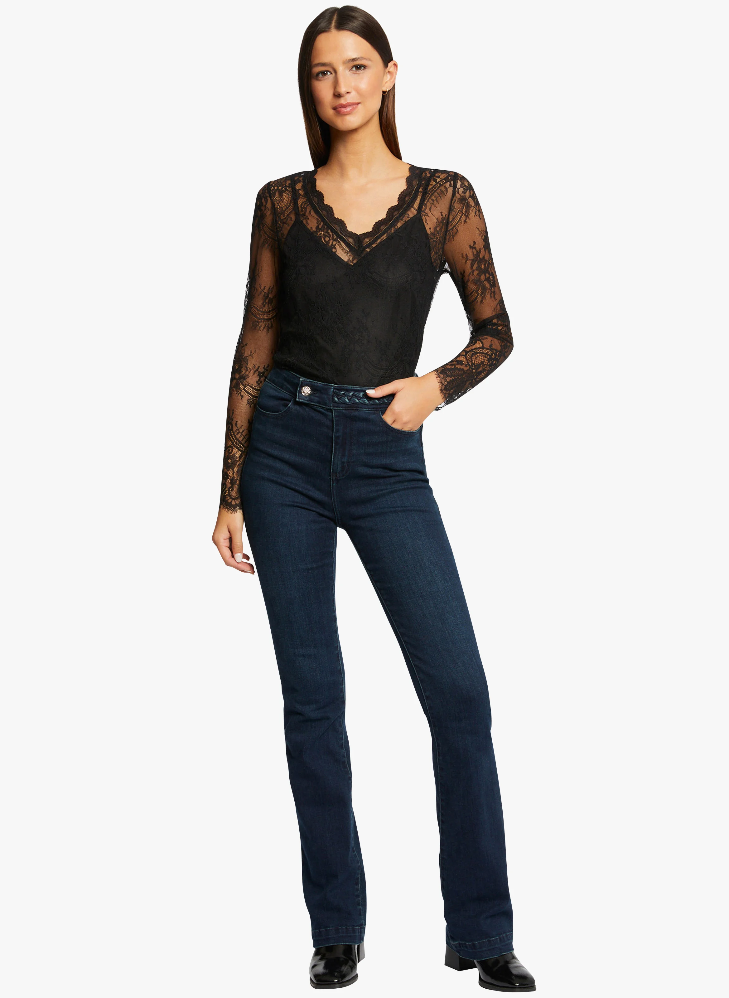 TAPA - Top col V en dentelle | Noir