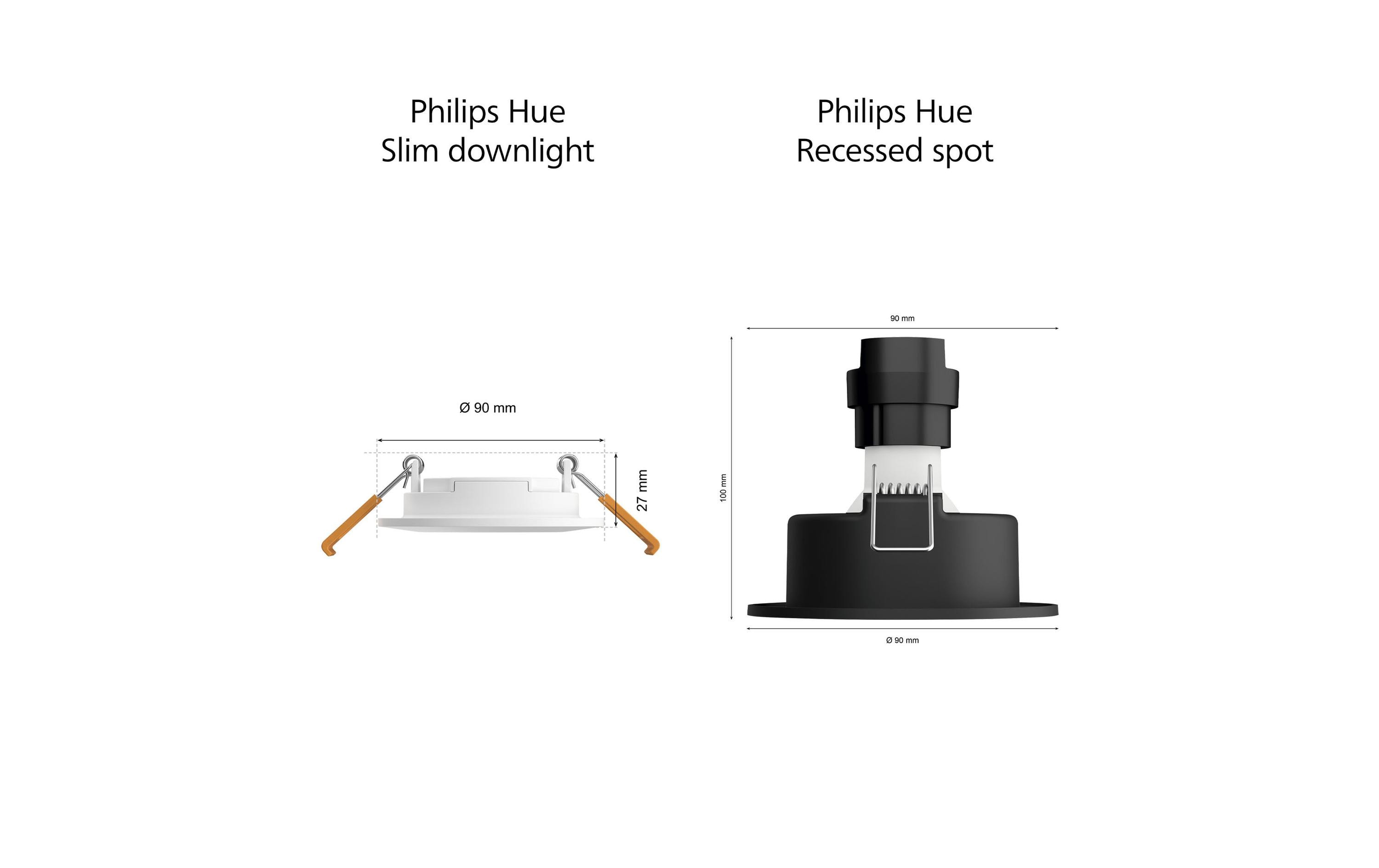 White & Color Ambiance Slim Recessed 90 mm weissSmarte Hue-Einbauleuchte