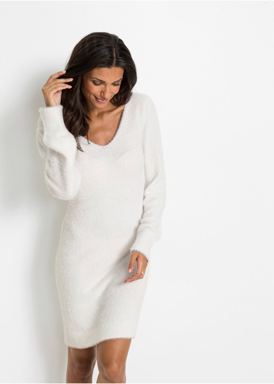 Robe en maille à dentelle taille courte
