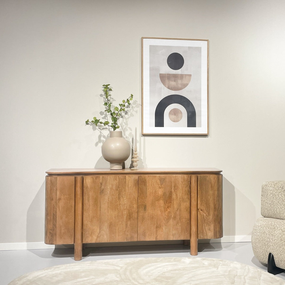 Livingfurn - Dressoir Naturel Mangohout - 170x40x80cm - Salano