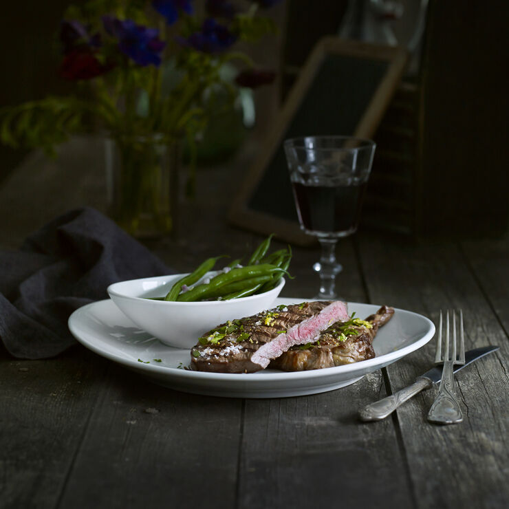 Pillivuyt Oval steaktallerken stor Hvid