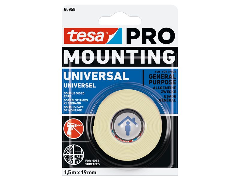 tesa Montageband Pro 66958 Mounting Universal Starkes, doppelseitiges Montageband
