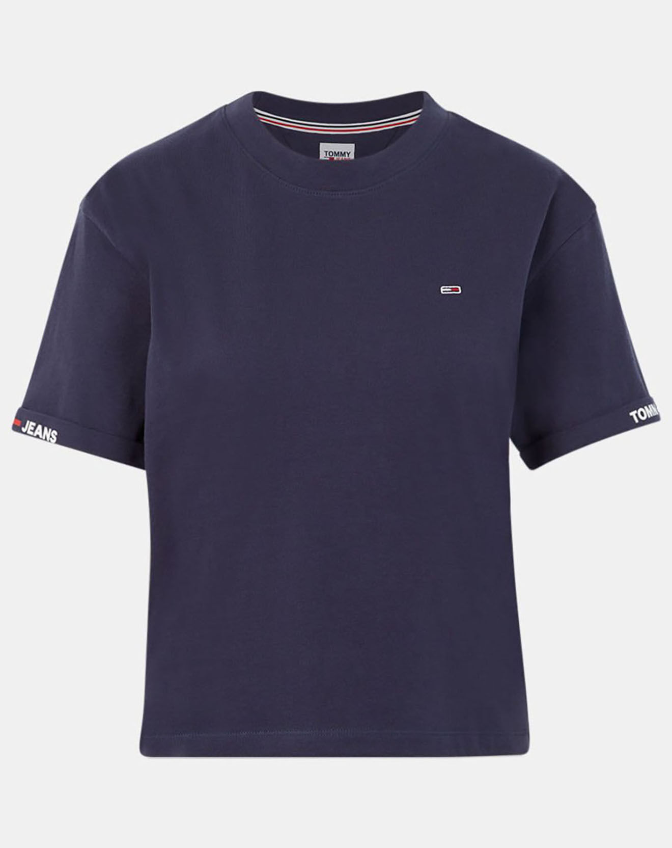 Tommy Jeans T-Shirt 100% Coton Bio crop branded bleu marine