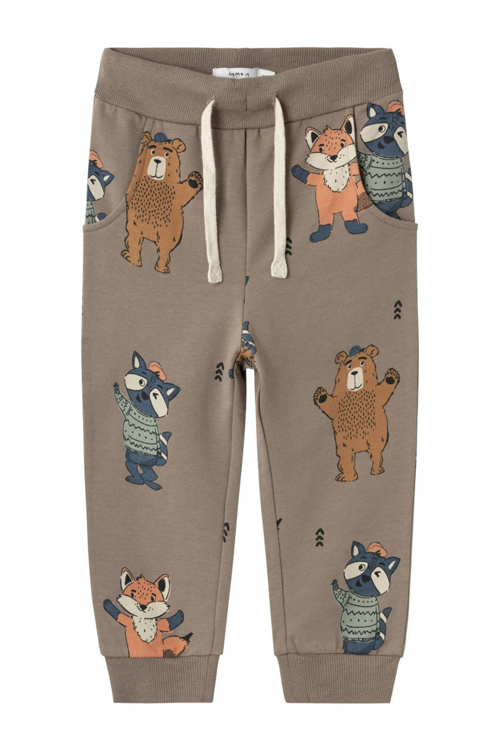 NAME IT joggingbroek NMMOLANDER met all over print lichtbruin