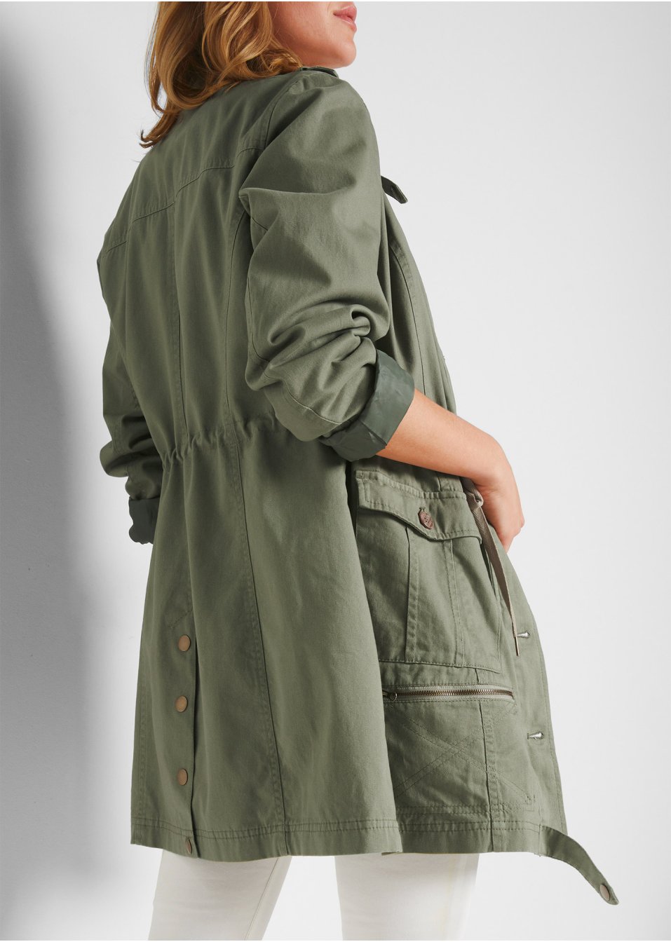 Parka coton style utility, mi-longue