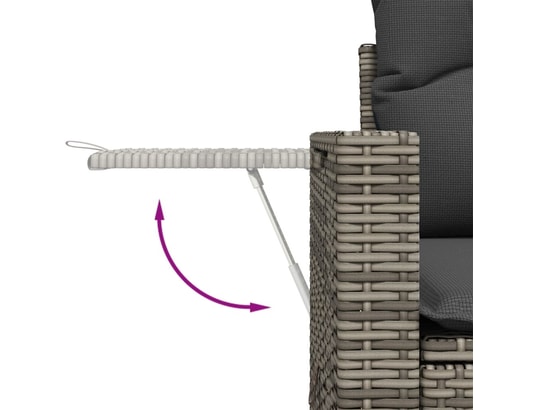 VIDAXL - Canapé Salon de jardin 9 pcs avec coussins gris résine tressée