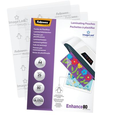 Fellowes - 25 pochettes de plastification A4 (216 x 303 mm) - 80 microns - brillantes