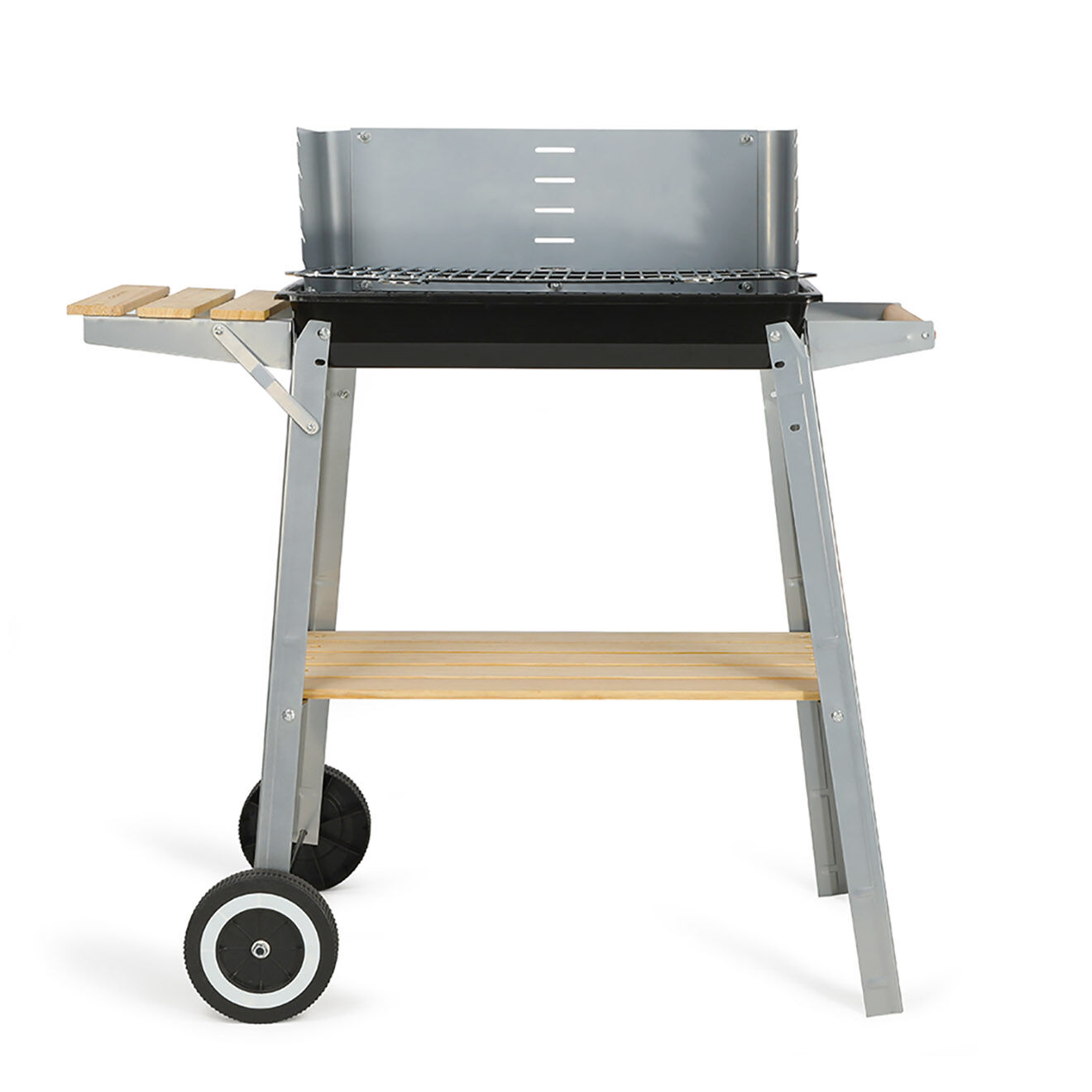 Livoo Barbecue charbon finition bois gris - 69x12x35.5 cm