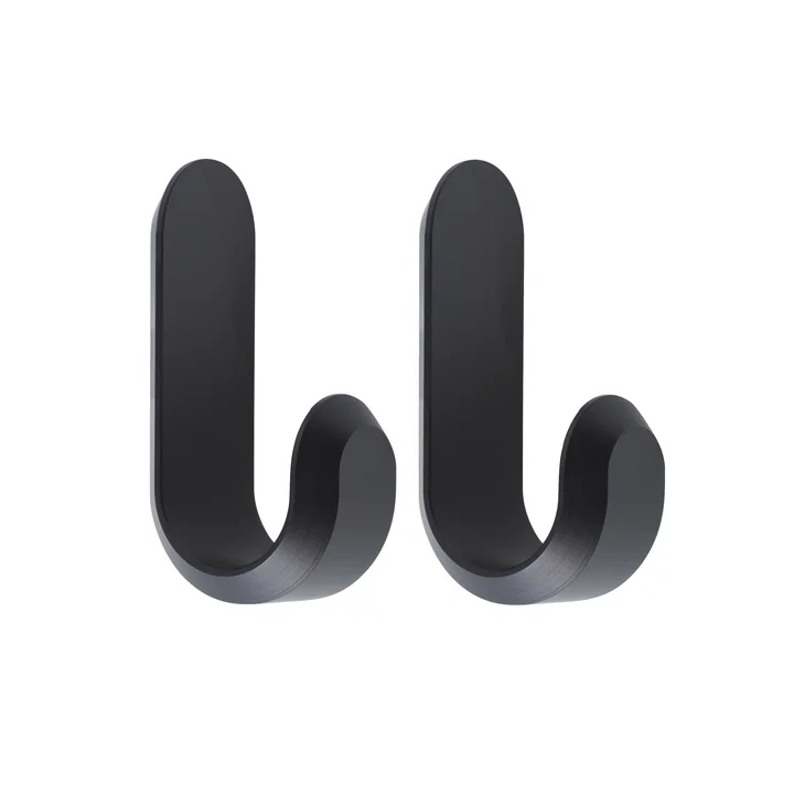Normann Copenhagen - Curve Wandhaken Mini, matt schwarz (2er-Set)