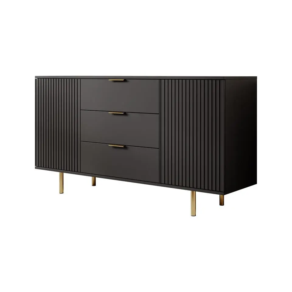 Meubella - Dressoir Nicola - Mat zwart - 150 cm