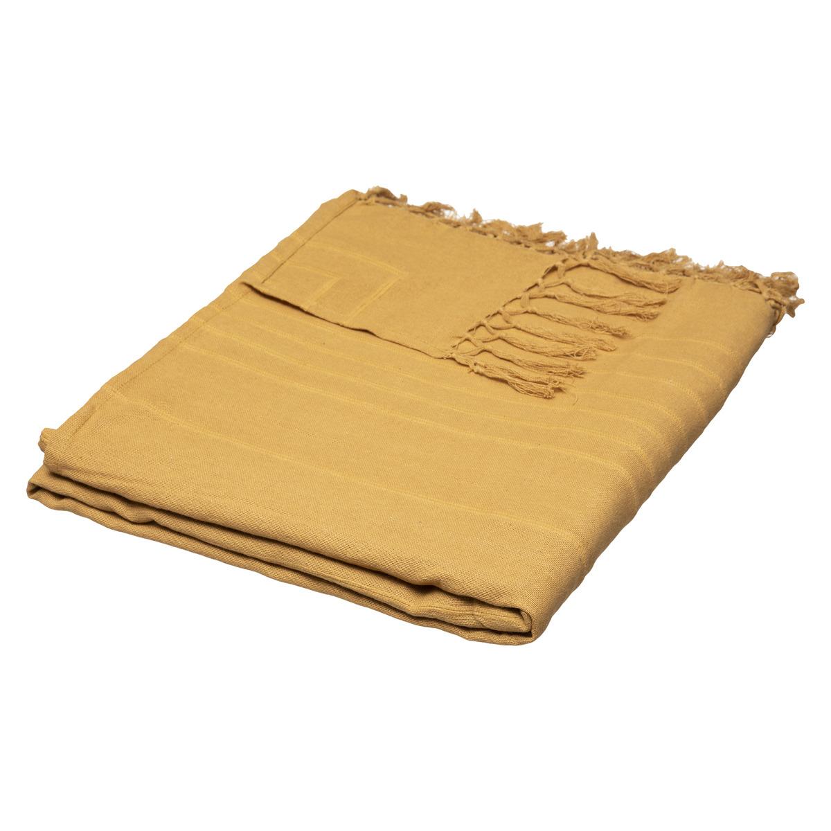 JETE DE LIT COTON OCRE 230X250CM