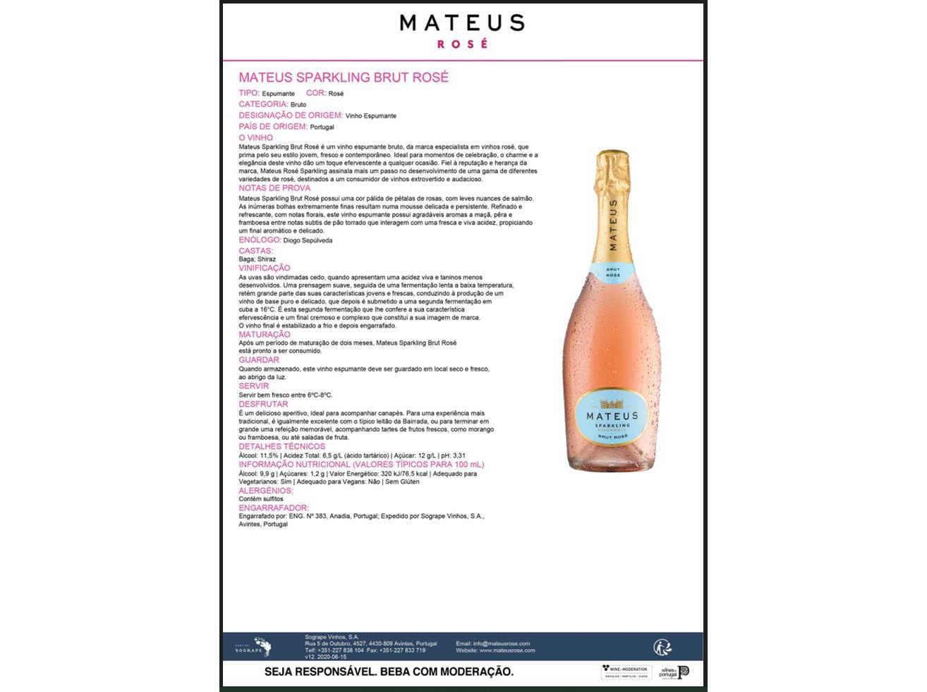 ESPUMANTE ROSÉ MATEUS BAGA SHIRAZ BRUTO 0.75L