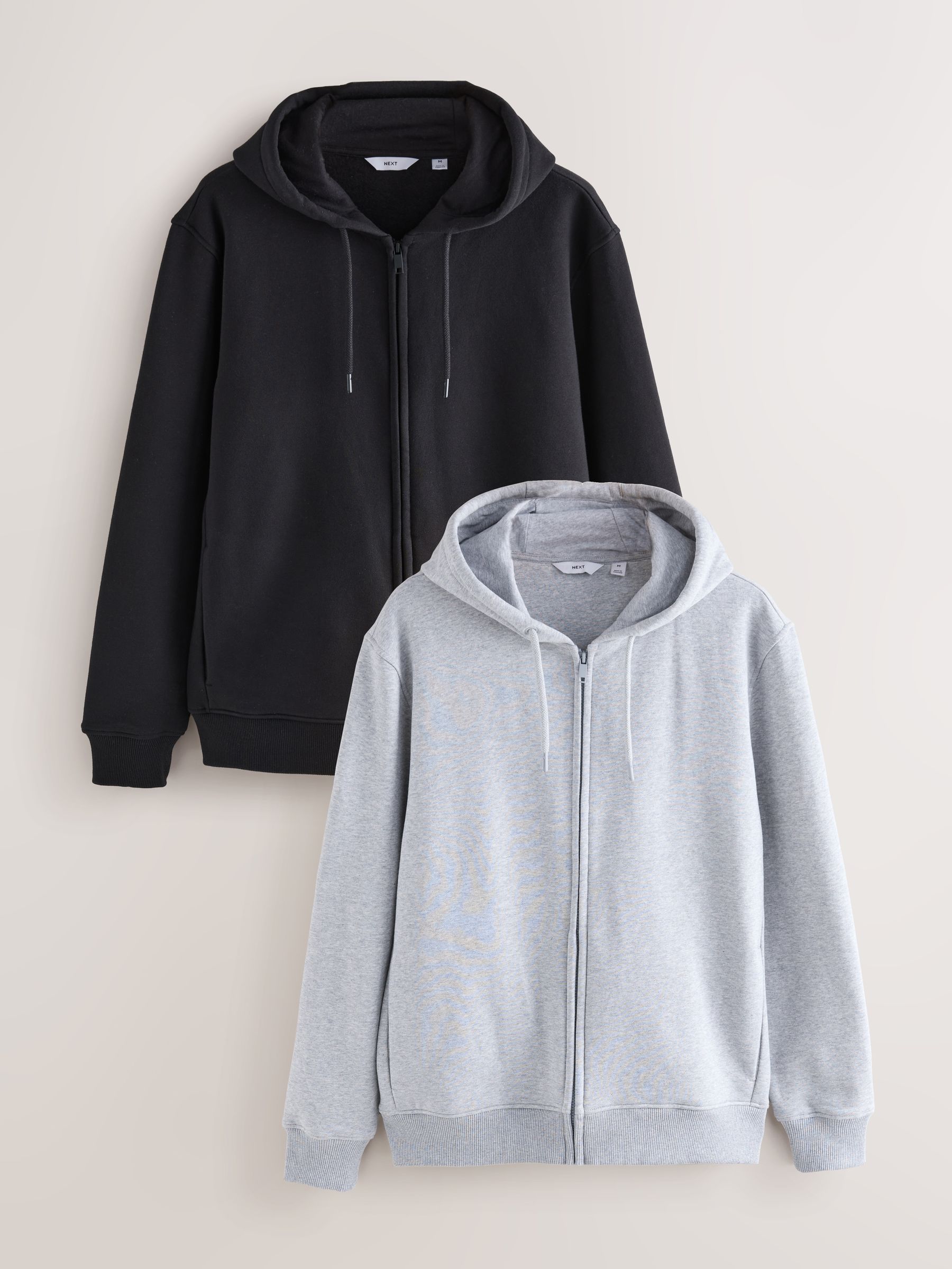 Zwart/grijs gemêleerd - Cotton Rich Heavyweight Jersey Full Zip Hoodies 2 Pack