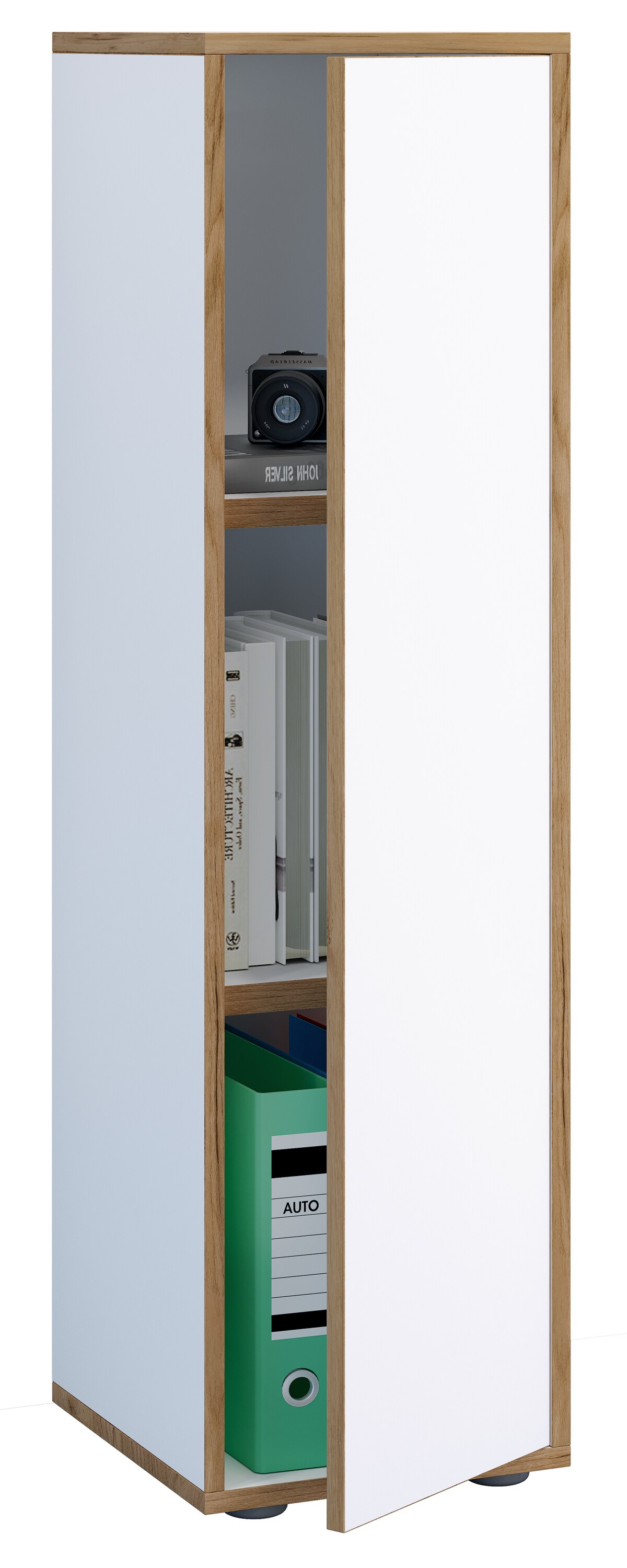 VCM Holz Büroschrank Ordner Aktenschrank Büromöbel Schrank Salia 3-fach Breite 30 cm Drehtür