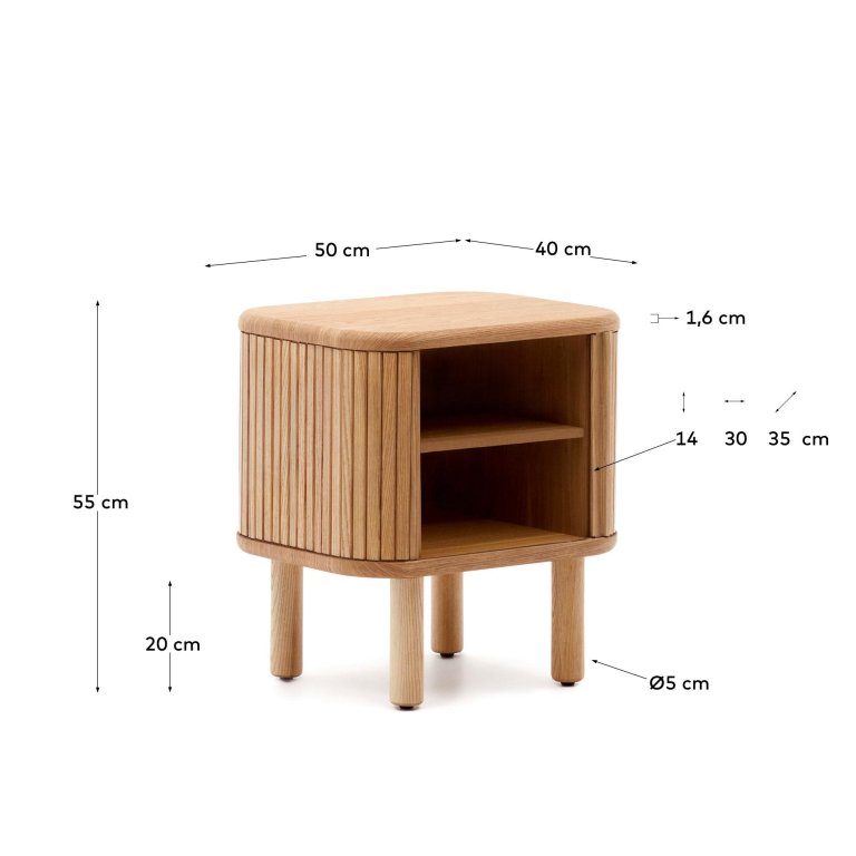 Kave Home Mailen nachtkast 50x55 naturel