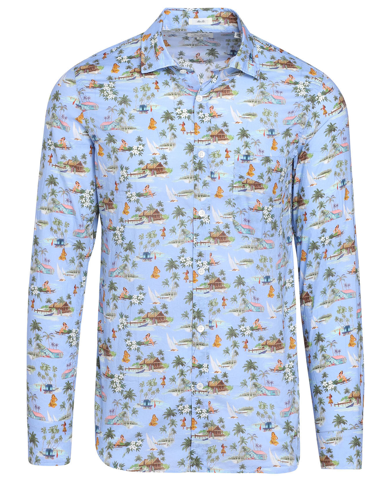 Hartford Chemise Slim Fit Storm imprimée bleue