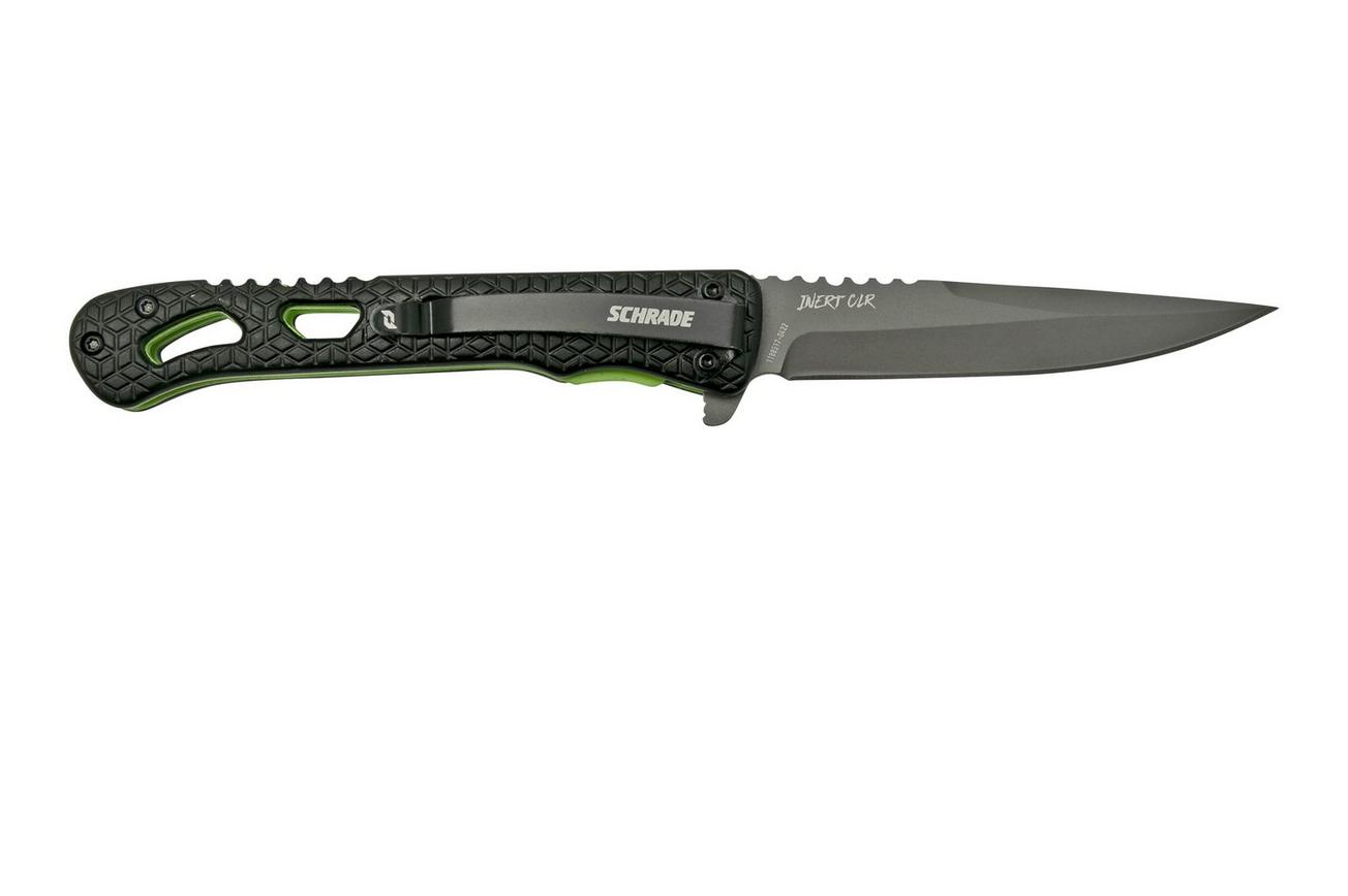 Schrade Inert CLR 1159303 zwart groen aluminium, zakmes