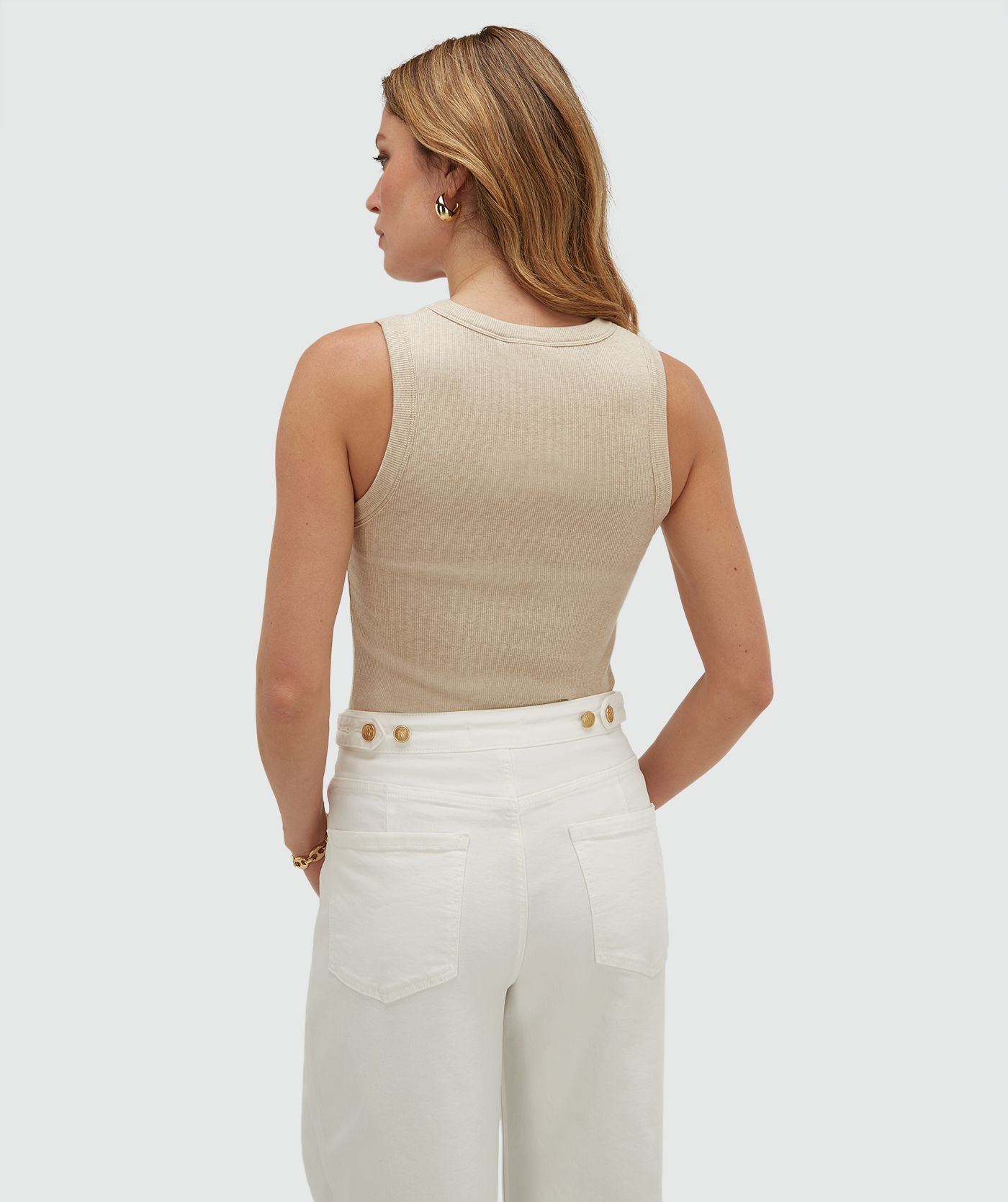 JV-DIEDA slim fitted top met logo - oat melange