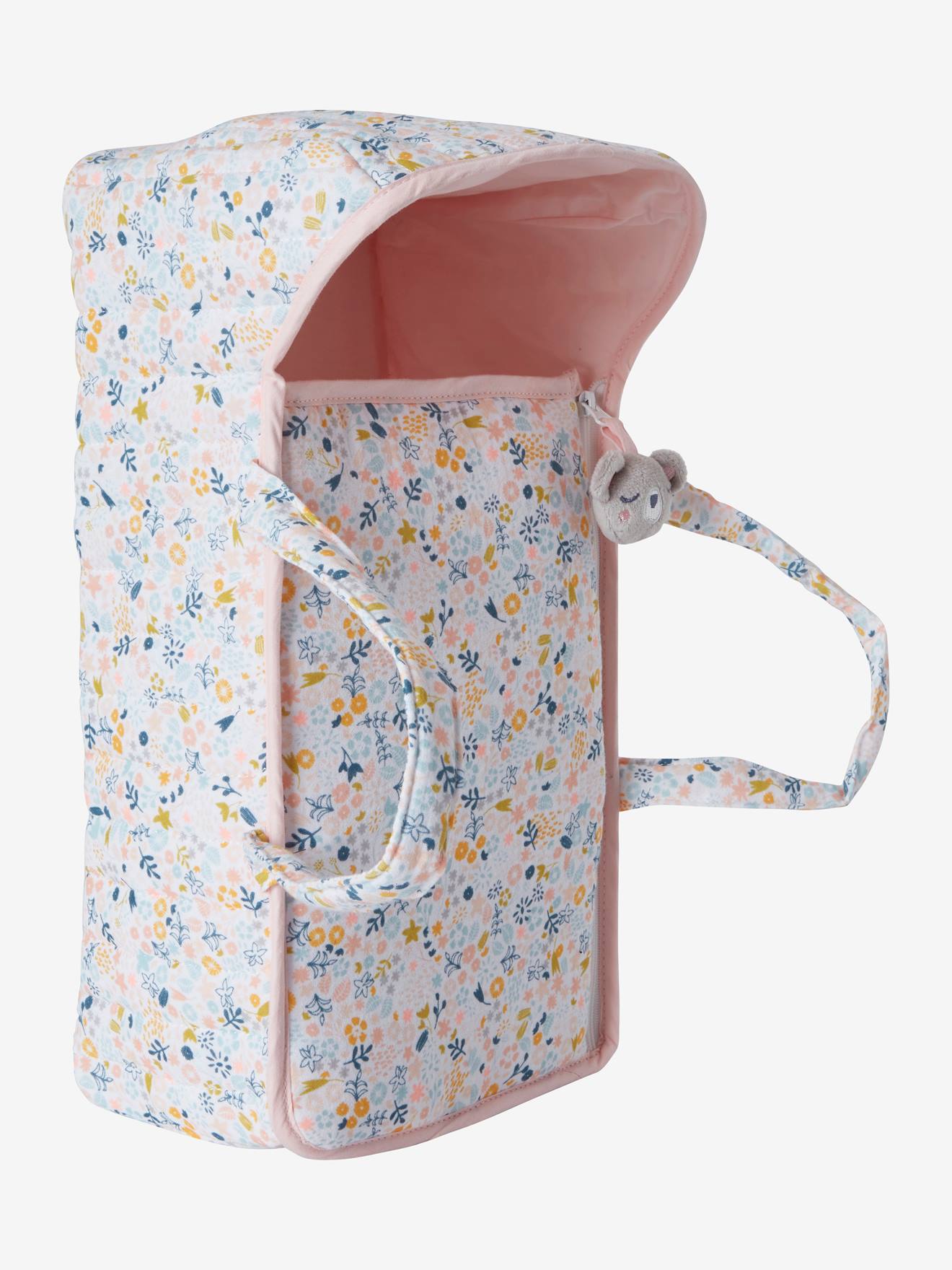 Cesta de boneca em gaze de algodão rosa